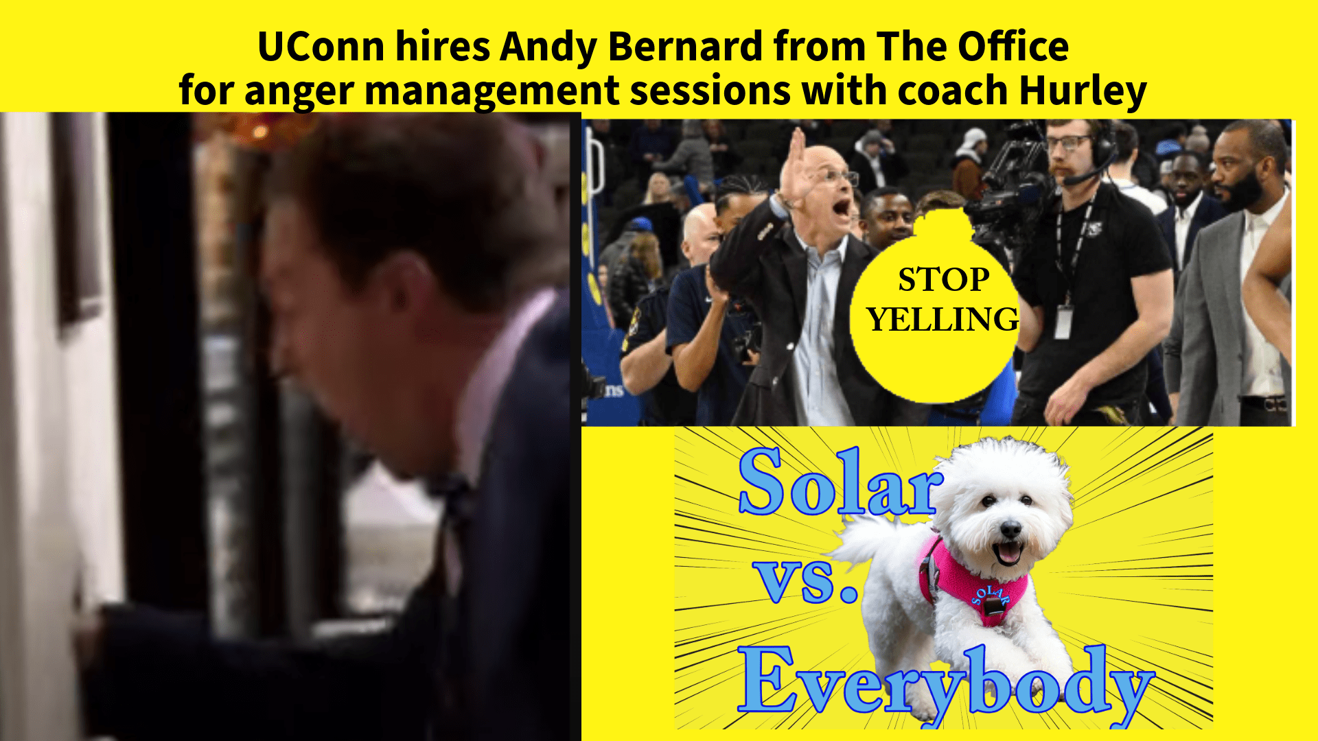 UConn hires Andy Bernard from The Office to offer anger management sessions with coach Hurley